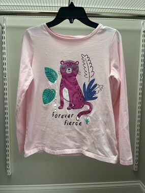 Carter's Pink Long-Sleeve 'Forever Fierce' Leopard Graphic Tee